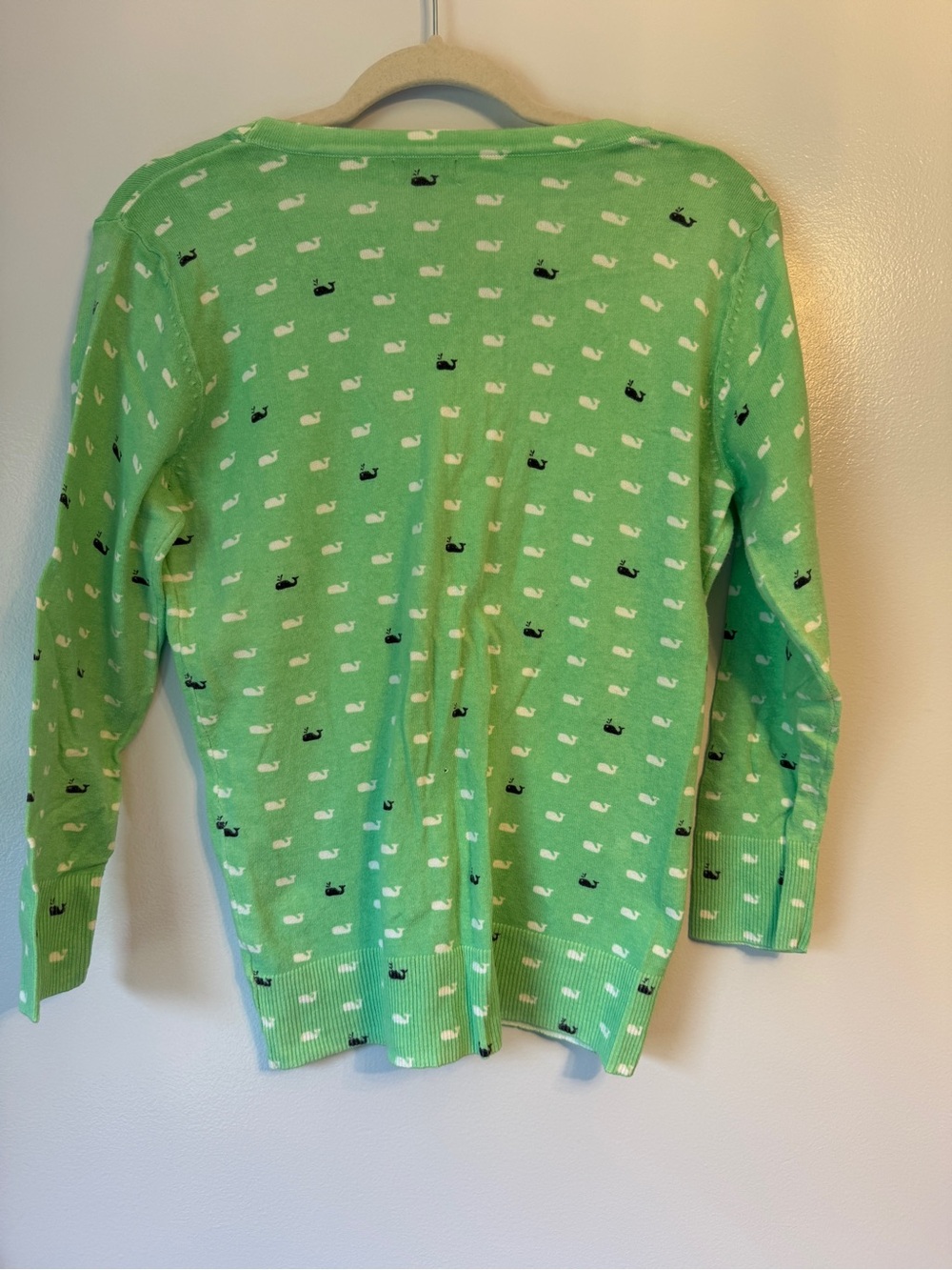 Merona Mint Green Whale-Print V-Neck Cardigan - Picture 2 of 9
